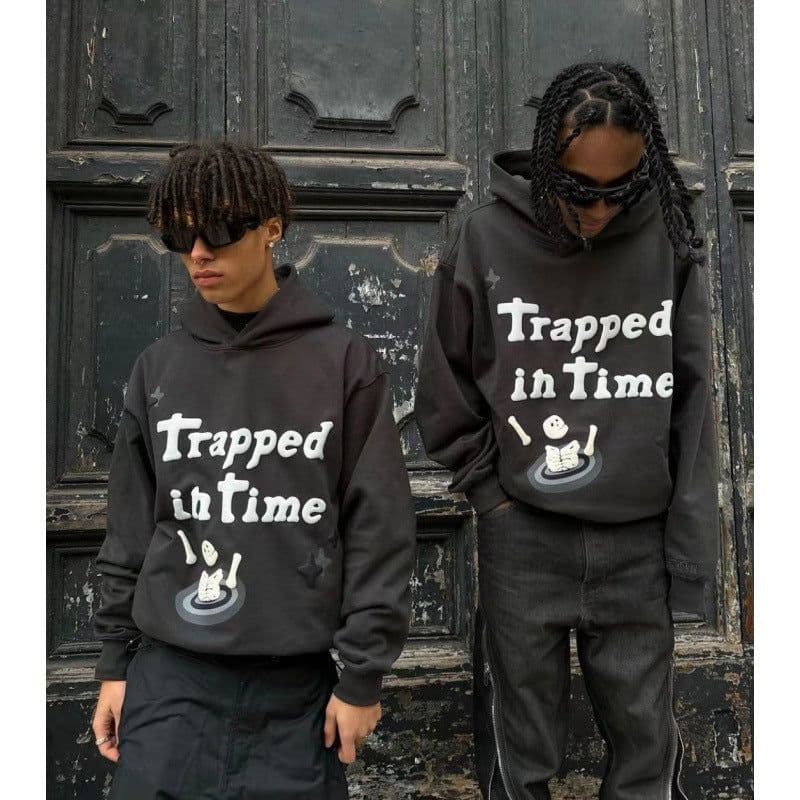 image-Chen Yun Cotton Hoodie Sweater - XXL, Round Neck, Graffiti Letters, Loose Style