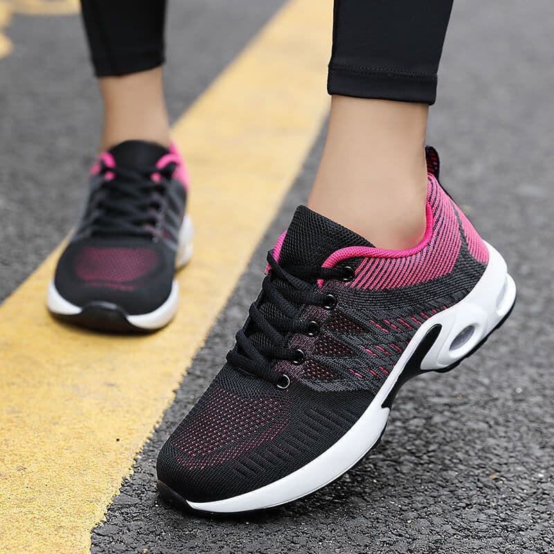 image-Bota Women's Sports Shoes - Black Mesh Lace-Up