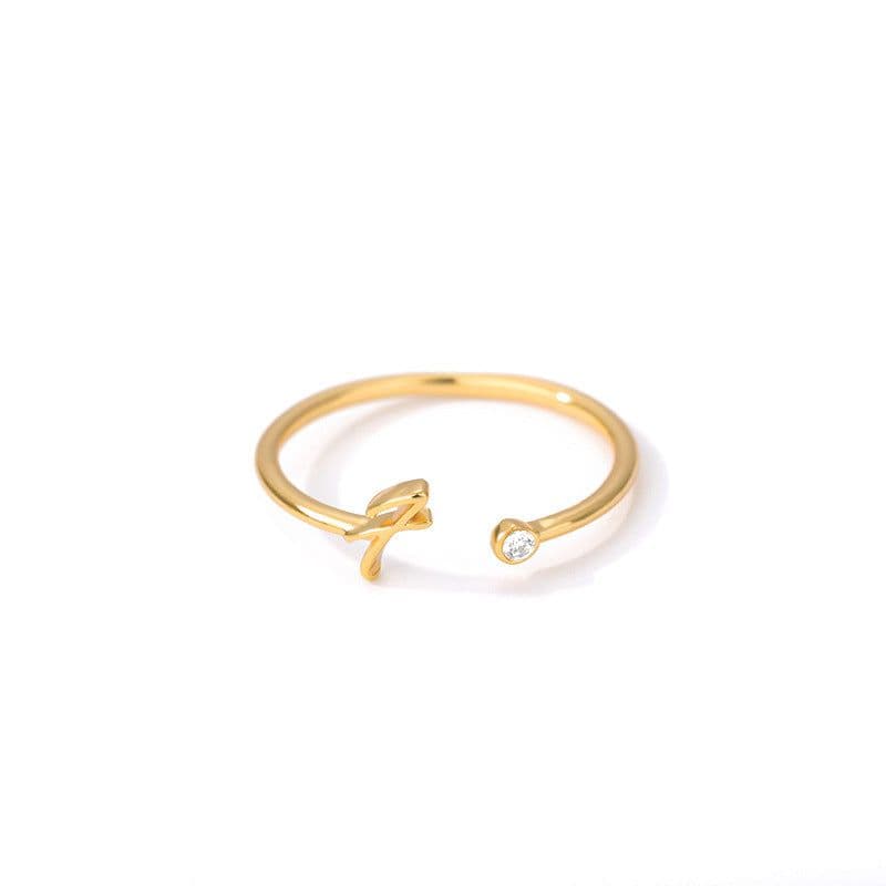image-Cross-border simple letter ring English letter ring women's opening adjustable ring name ring spot