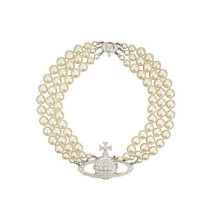 image-Saturn Pearl Necklace - Yellow Gold 3-Layer Women's