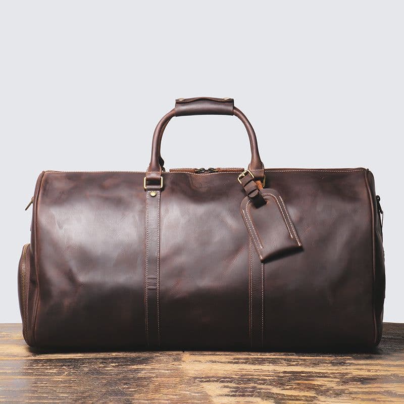 image-Autumn Products Leather Travel Bag - Retro Brown 20-35L
