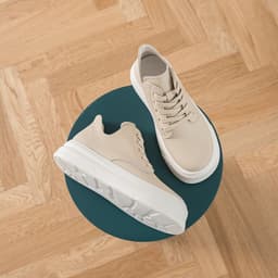 image-Women's High-Top Casual Shoes - Khaki Lace-Up