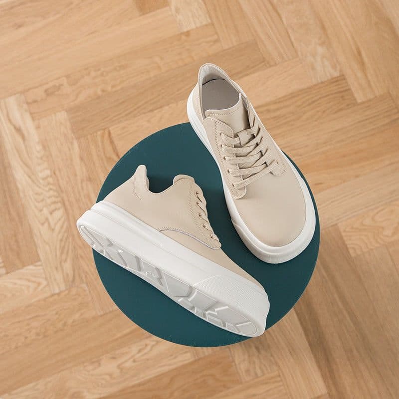 image-Women's High-Top Casual Shoes - Khaki Lace-Up