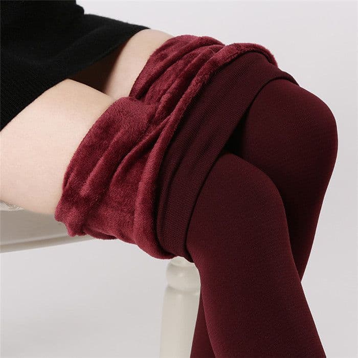 image-Winter High Waist Velvet Padded Leggings Women Black