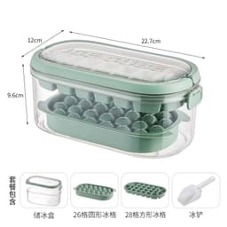 image-Ice Cube Tray - Beige Two-Layer Portable Ice Box