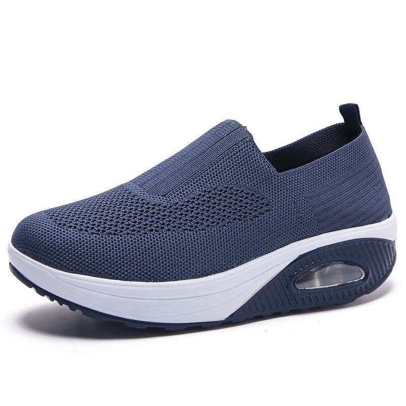 image-Mesh Women's Sports Shoes - Beige Flat Heel