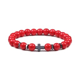 image-Black Beaded Bracelet Tiger Eye Lava Stone 6mm