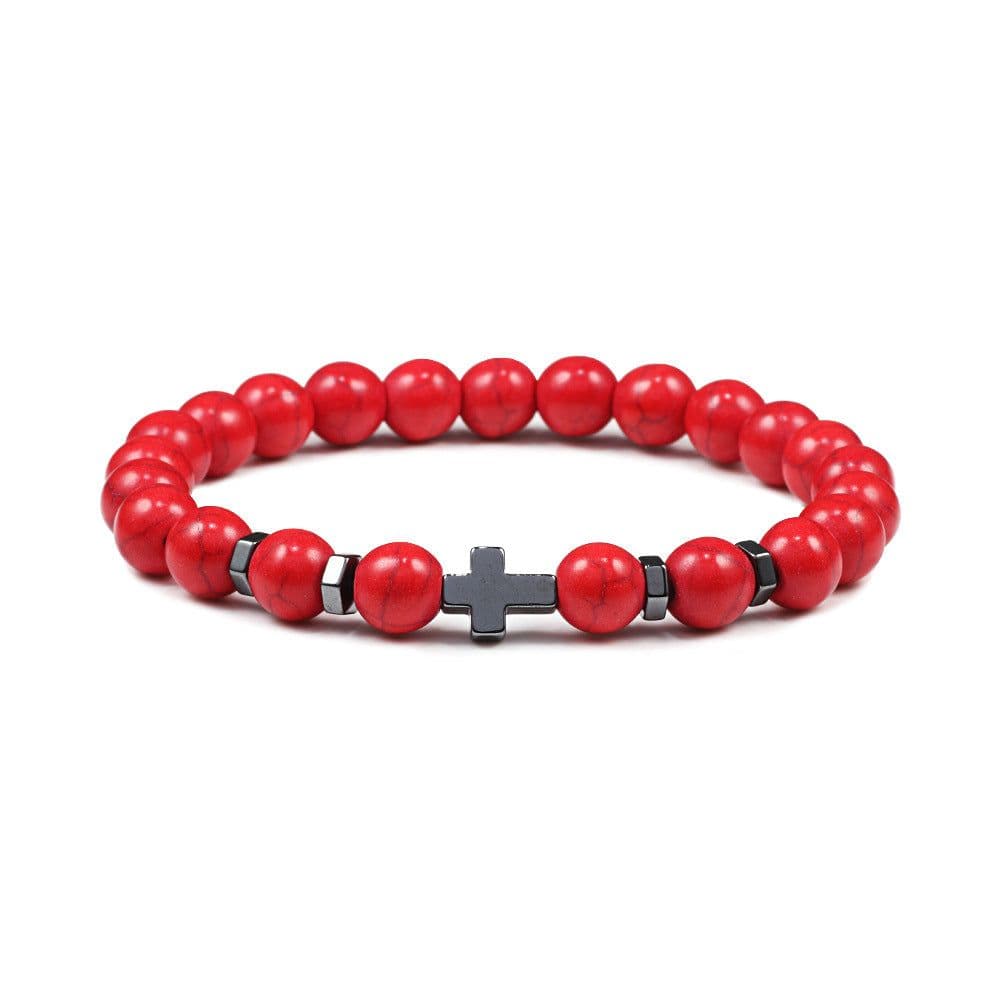 image-Black Beaded Bracelet Tiger Eye Lava Stone 6mm