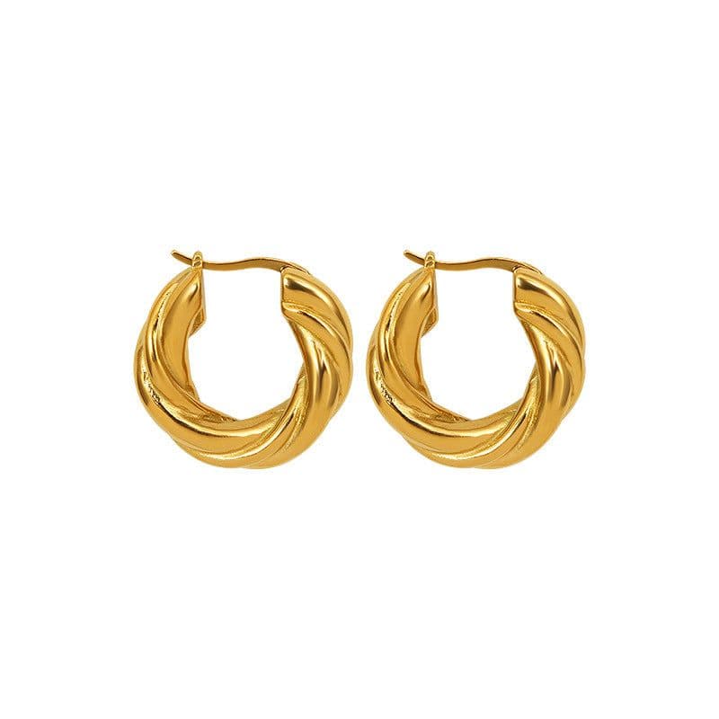 image-June Moshang Titanium Steel Earrings F435 - 18K Gold Plated