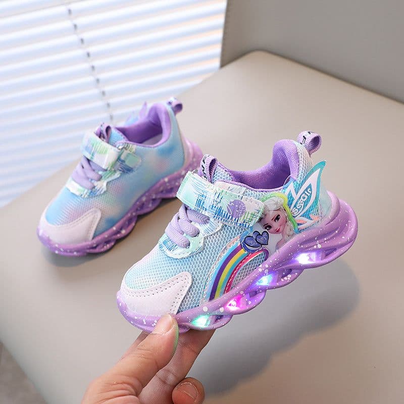 image-Girls Glow Shoes With Lights Mesh Breathable Sneakers 26 30