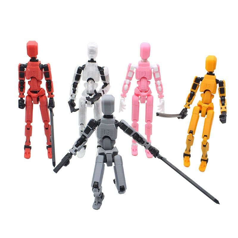 image-3D Printed Articulated Doll Toy - 13 Joints Pink White