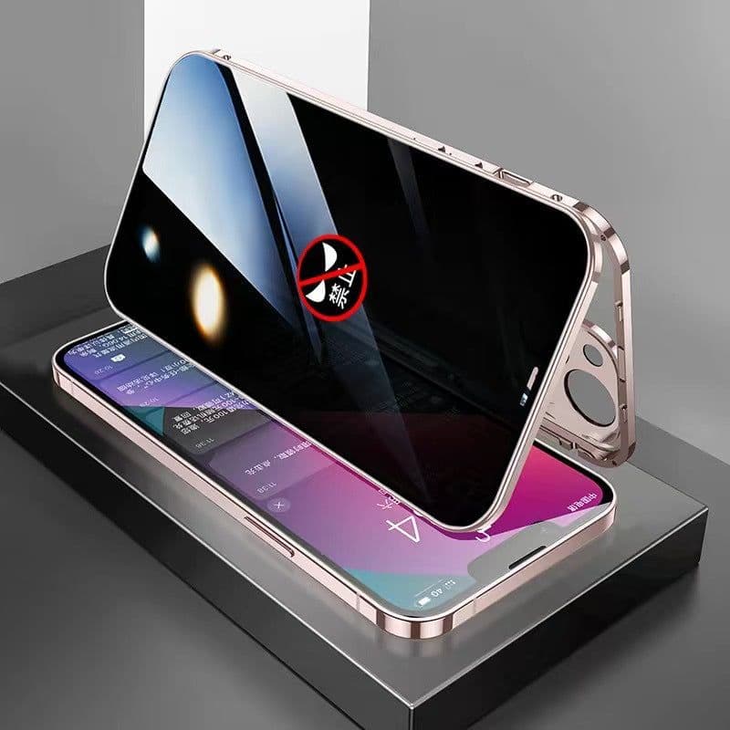image-Apple 14 Phone Case - Metal Magnet Anti-Peep Double-Sided iPhone 12/13/14
