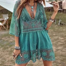 image-Yunshang Beach Sun Protection Bikini Jacket - Sexy Lace Swimsuit, Free Size, Multicolor