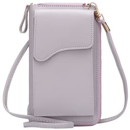 image-Light Purple PU Leather Phone Bag - Korean Style