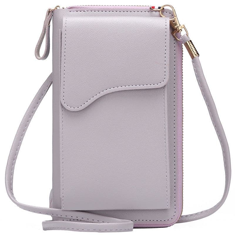 image-Light Purple PU Leather Phone Bag - Korean Style
