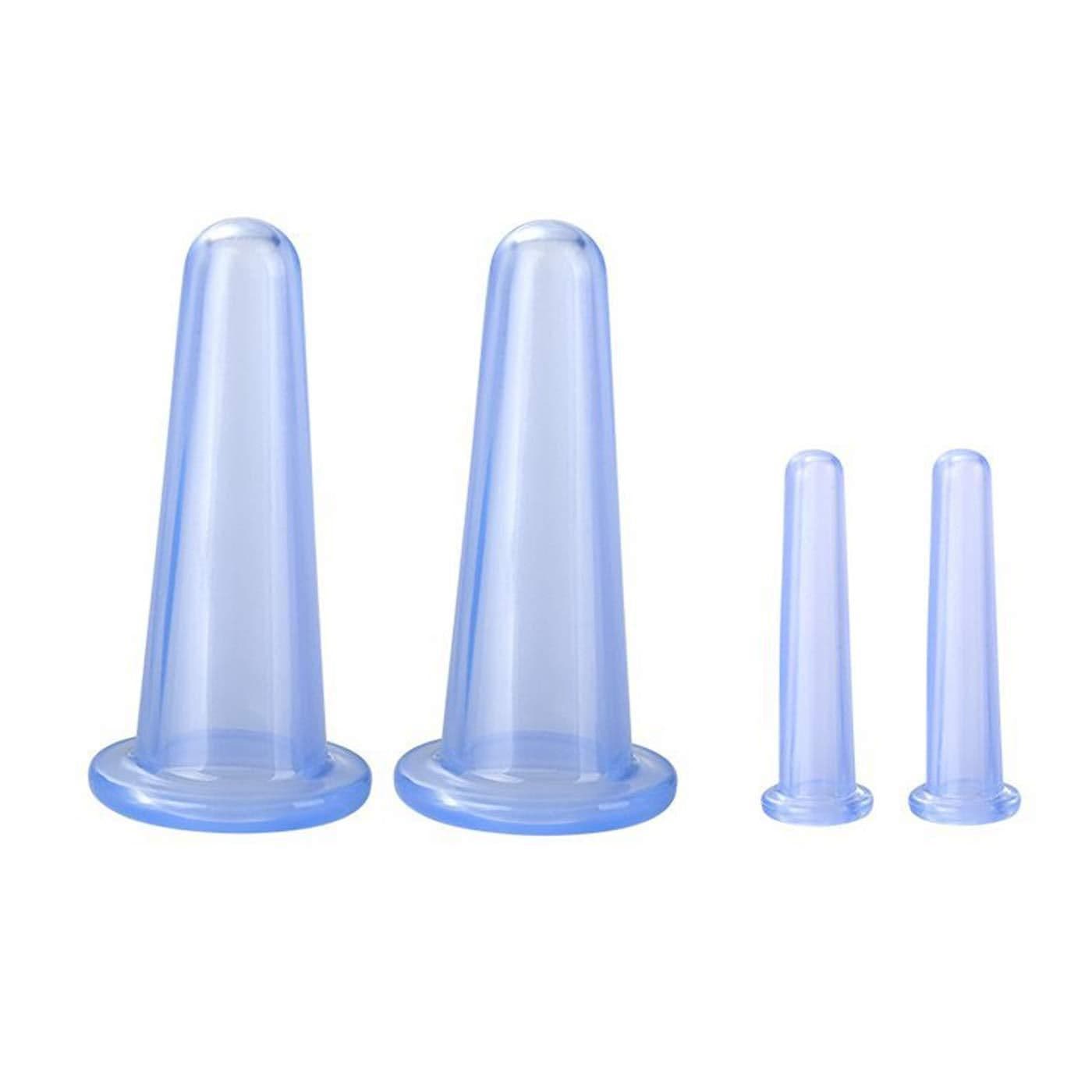 image-Silicone Cupping Set - 4 Cups Vacuum Massage Therapy