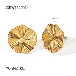 image-European and American ins style retro niche round pleated pattern veins gold earrings jewelry mosquito coil disc earrings wholesale