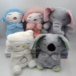 image-Breathing Elephant Plush Doll - 30cm Cute Soothing Bear with Music