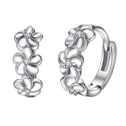 image-S925 Silver Flower Earrings - Camellia Zircon