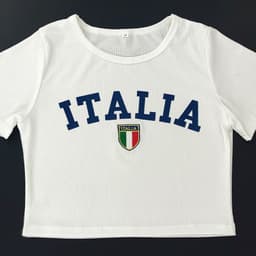 image-European American Y2K Blue Crop Top - Slim Fit