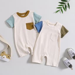 image-Baby Romper Summer Short Sleeve Army Green Blue 100cm