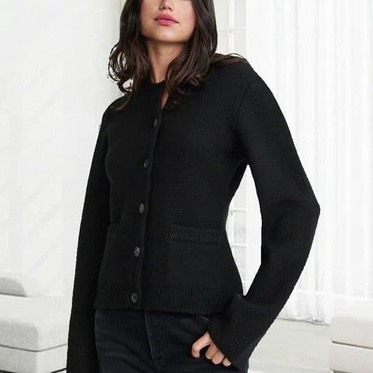 image-Knitted Cardigan Jacket Women - Round Neck Sweater Top