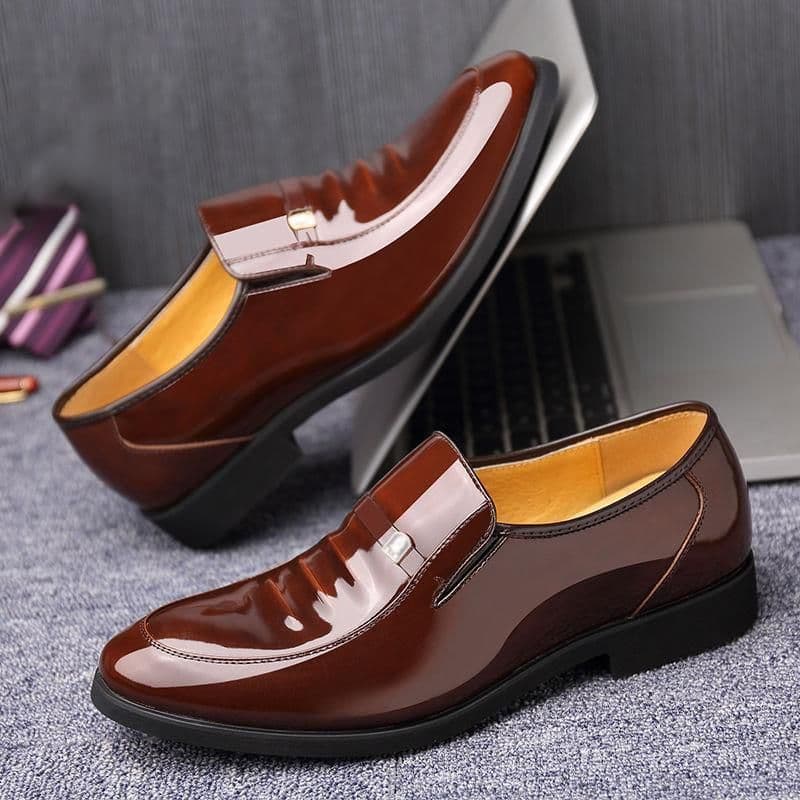 image-Men's Leather Shoes Brown Size 44 Casual