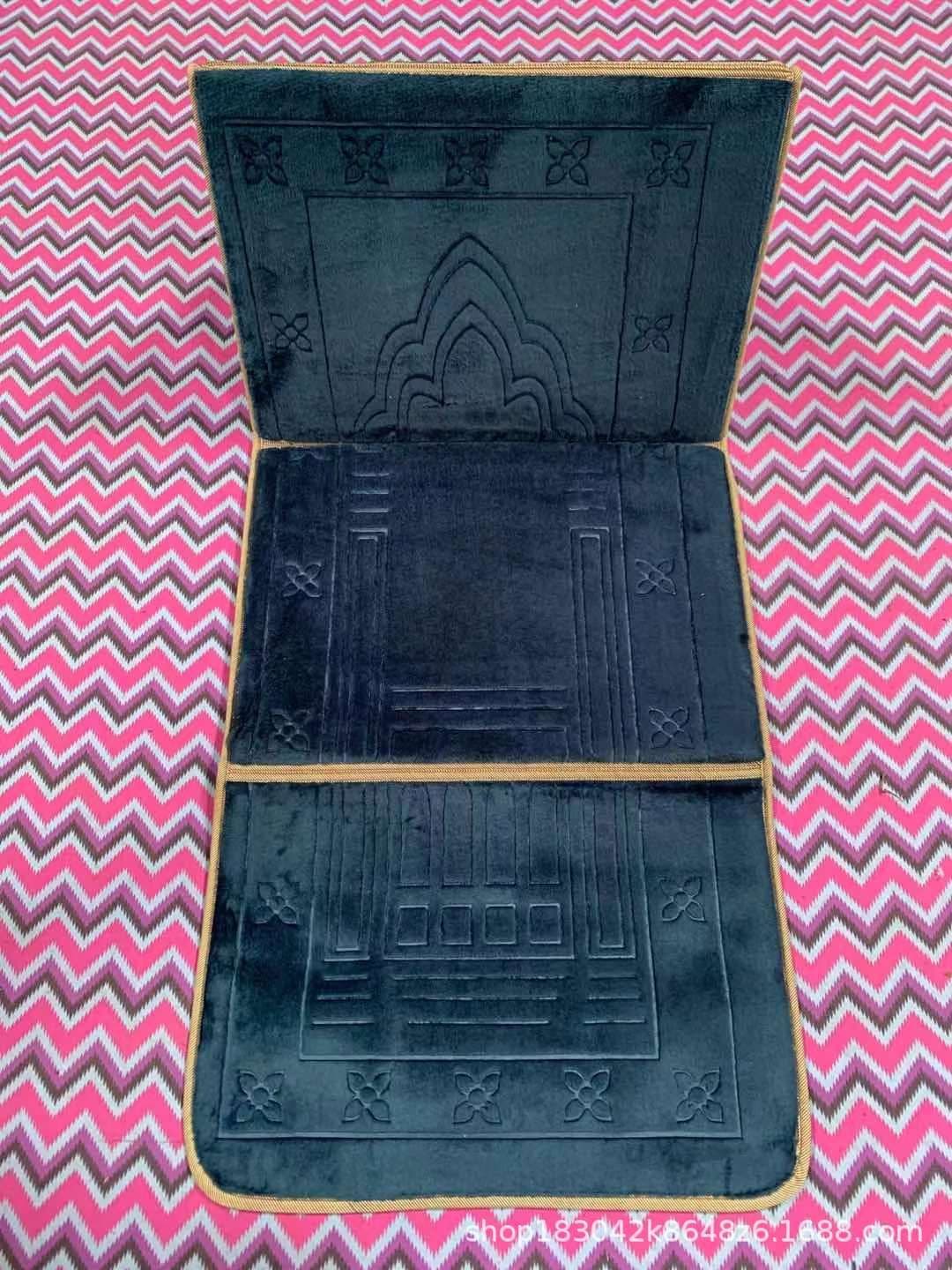 image-Sky Blue Polyester Folding Prayer Mat - 55*145CM Portable