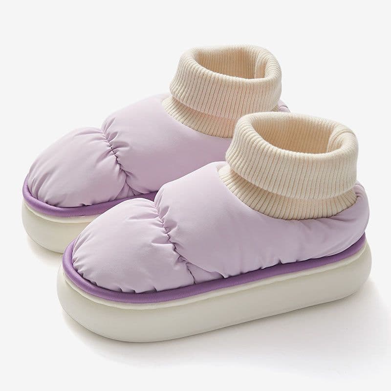 image-Ant Love Color-Blocked Cotton Boots Purple Size 40-41 Keep Warm