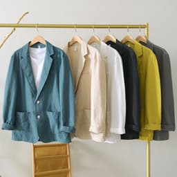 image-Men's 100% Linen Suit Jacket - White Casual