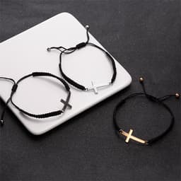 image-Ba Yue Cross-Border Couple Rope Bracelet - Red/Black Alloy