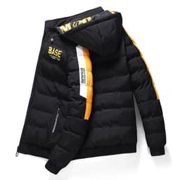image-Men's Winter Cotton Puffer Jacket - Black Hooded 5XL
