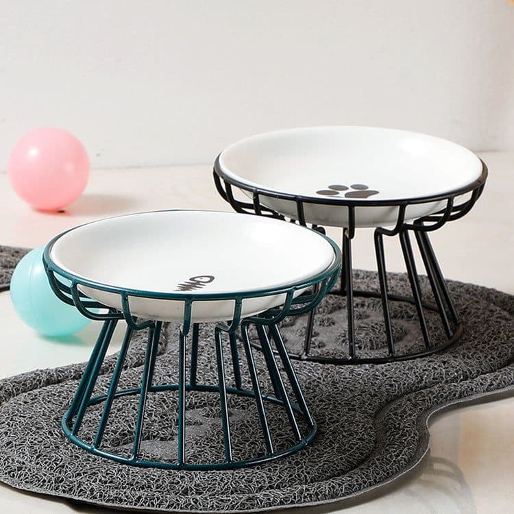 image-Ceramic Cat Bowl Set with Tall Neck Protector - Anti-Tipping Pet Bowls (57 characters)
