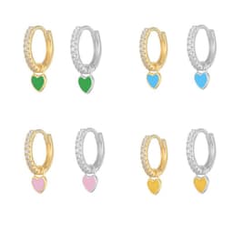 image-S925 Heart-Shaped Earrings - Platinum-White Oil Drop