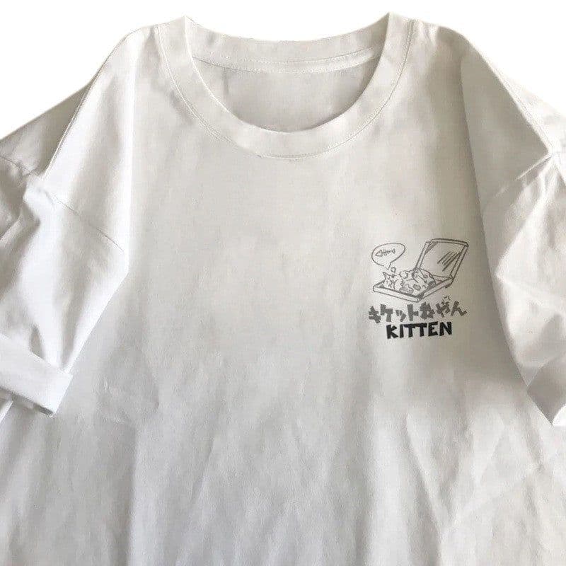 image-White Cotton T-Shirt Women's Short Sleeve Anime