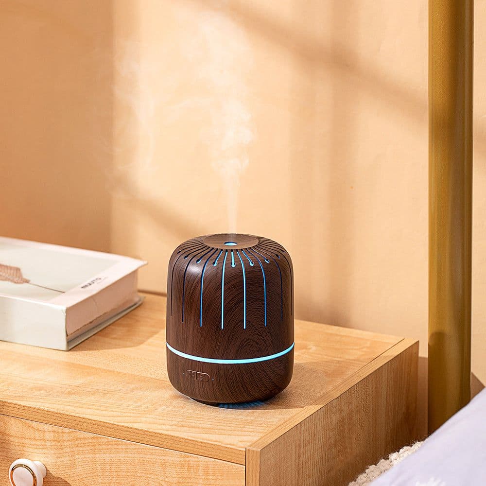 image-Ultrasonic Aroma Diffuser - Light Wood 180ml USB