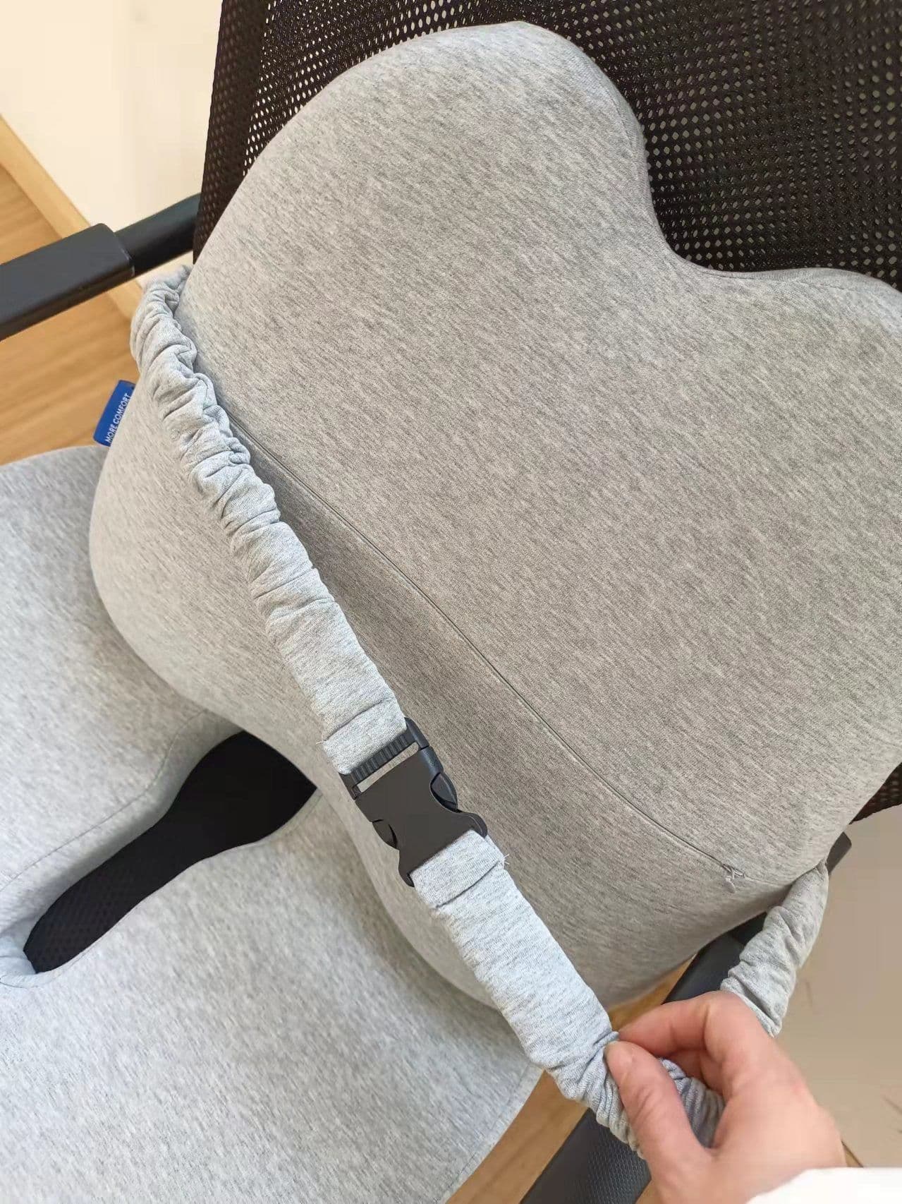 image-Office Chair Lumbar Cushion - Blue Memory Foam Backrest Pillow for Pregnant Women