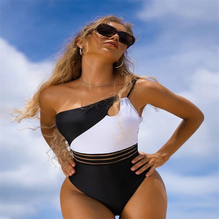 image-One-Piece Swimsuit - High Waist Spandex XL