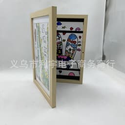 image-Cross-border new Kids Art Frames children's art photo frame wooden oil painting storage box flip photo frame