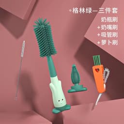 image-Silicone Bottle Brush Set - Baby Pacifier & Straw Cleaning Rotating Brush