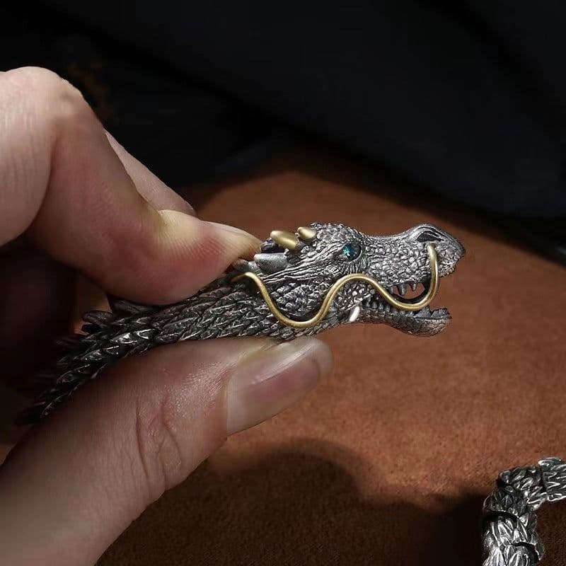 image-Handmade retro domineering faucet bracelet men's fashion trend personality S925 Thai silver keel high-end bracelet silver jewelry