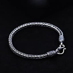 image-Sterling Silver Thai Men's Mantra Bracelet 20cm 925 Silver