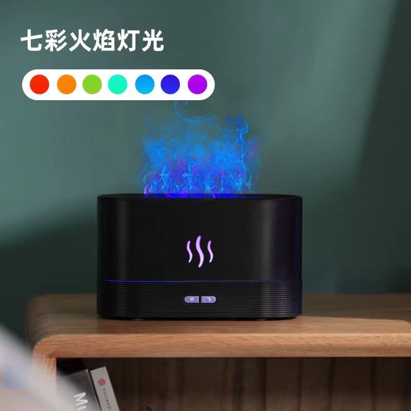 image-Aromatherapy Flame Diffuser - Seven-Color Humidifier - Office Desktop