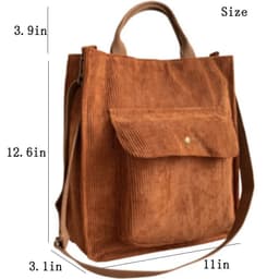 image-Canvas Khaki Corduroy Shoulder Bag - Vintage Square