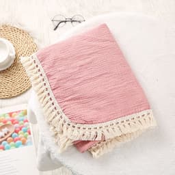 image-Foreign trade cross-border children's blanket double-layer crepe wrapped pure cotton soft tassel baby stroller cover blanket baby blanket