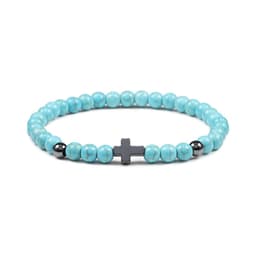 image-Black Beaded Bracelet Tiger Eye Lava Stone 6mm