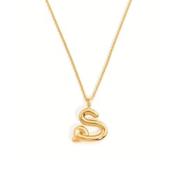 image-Brass Alphabet Necklace Unisex Initial Pendant Gold Plating