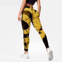 image-High Waist Peach Yoga Pants - Tie-Dye Seamless Fitness Leggings