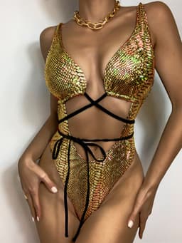 image-IPL Silver One-Piece Swimsuit - PU Leather XL