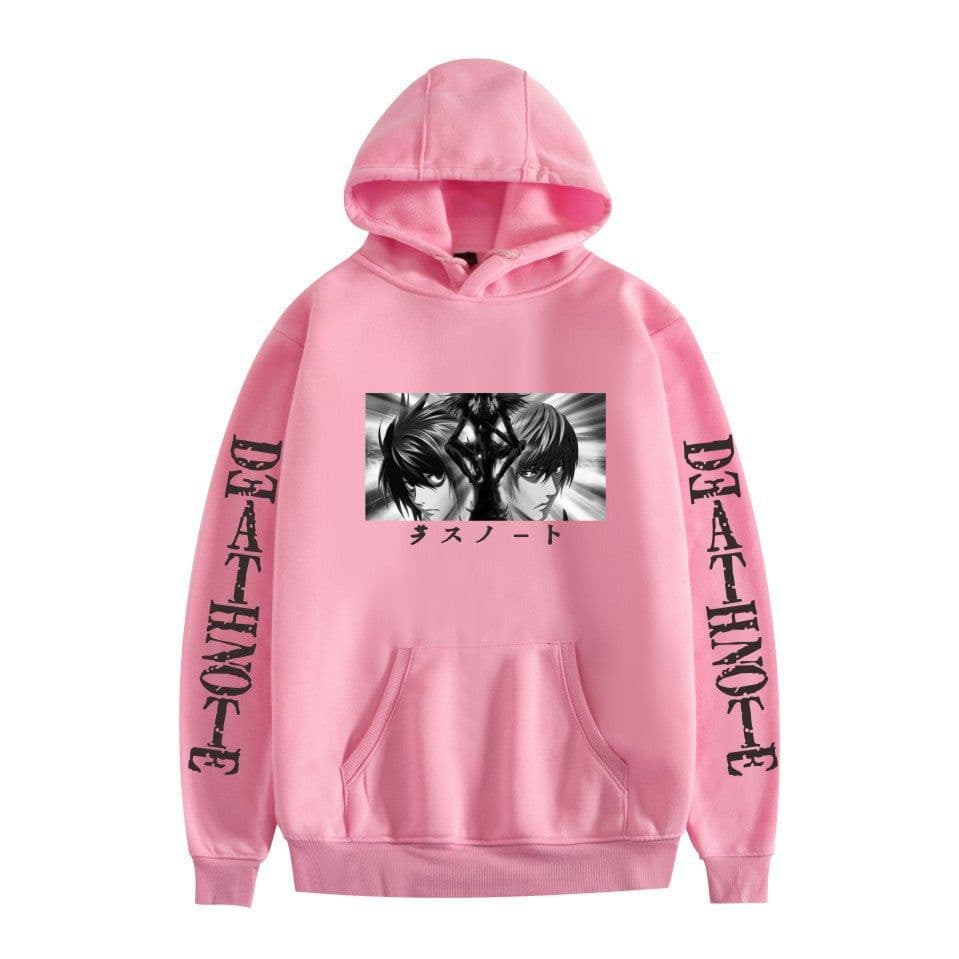 image-Death Note Cartoon Hoodie Large Pocket Velvet Sweatshirt Winter - Khaki A